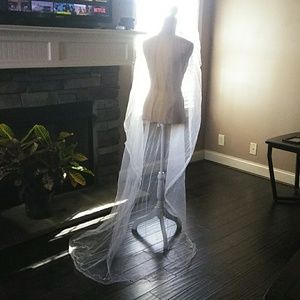 White/Silver Long Wedding Veil